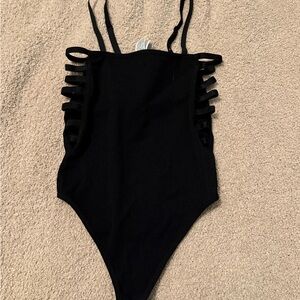 Forever 21 Black Bodysuit with Strap Detailing
